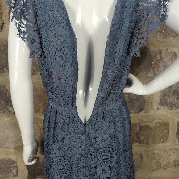 Madewell Blue Lace Lined Flutter Sleeve Mini‎ Dress V Neck Women’s 2 - Picture 8 of 14